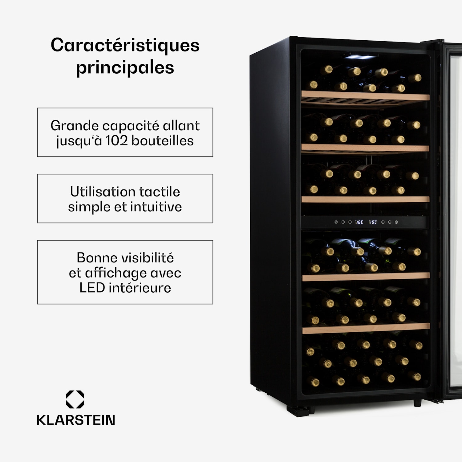 Barossa 102 Duo Cave à vin 102 bouteilles 226 litres 2 zones contrôle tactile 2 zones de conservation | 102 bouteilles