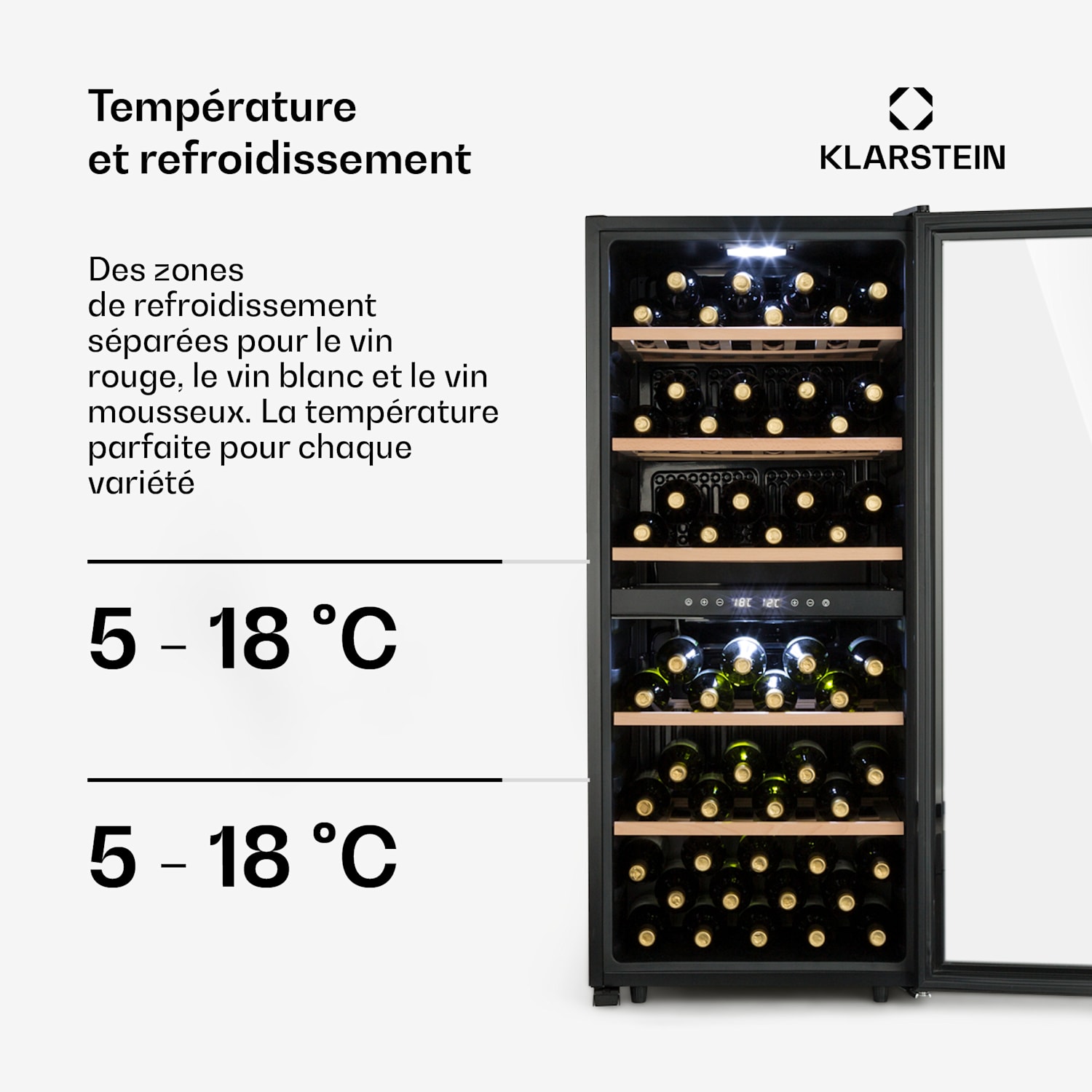 Barossa 102 Duo Cave à vin 102 bouteilles 226 litres 2 zones contrôle tactile 2 zones de conservation | 102 bouteilles