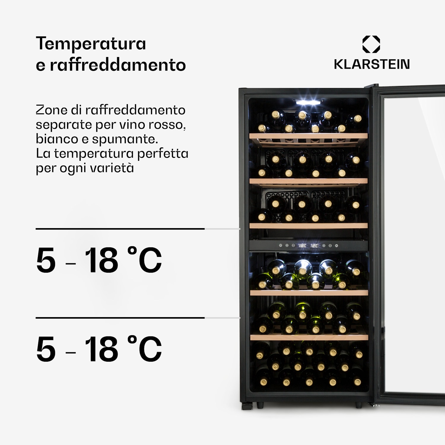 Barossa 102 Duo - Frigorifero per vini, 102 bottiglie, 226 litri, 2 zone, controllo touch 2 zone di raffreddamento | 102 bottiglie