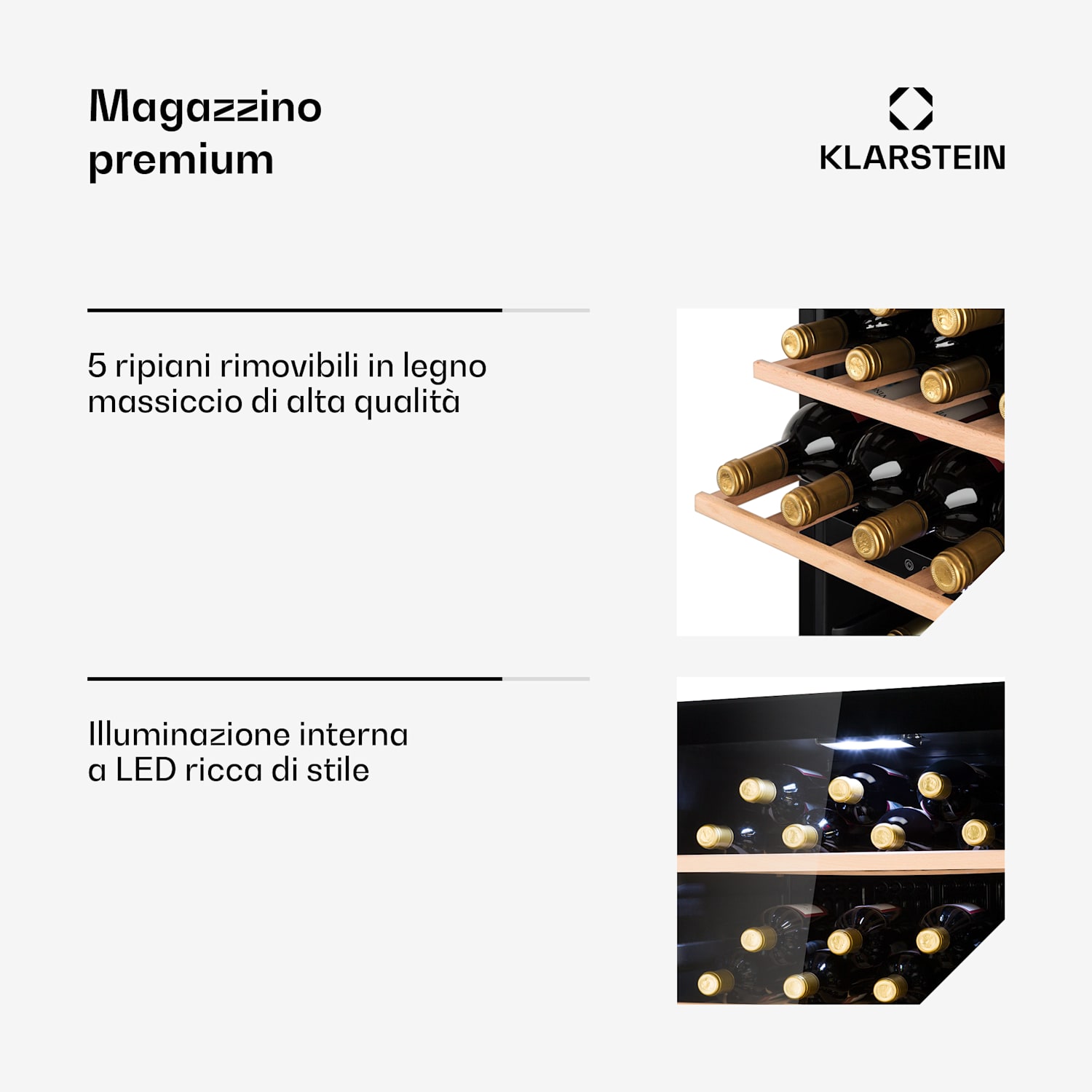 Barossa 102 Duo - Frigorifero per vini, 102 bottiglie, 226 litri, 2 zone, controllo touch 2 zone di raffreddamento | 102 bottiglie