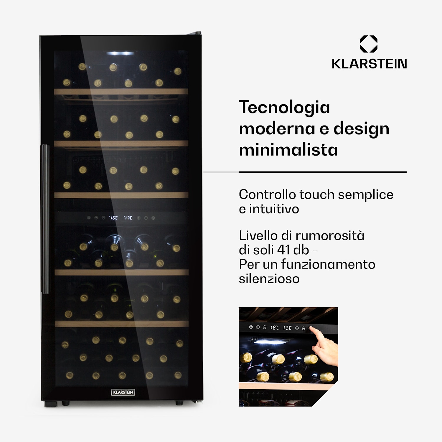 Barossa 102 Duo - Frigorifero per vini, 102 bottiglie, 226 litri, 2 zone, controllo touch 2 zone di raffreddamento | 102 bottiglie