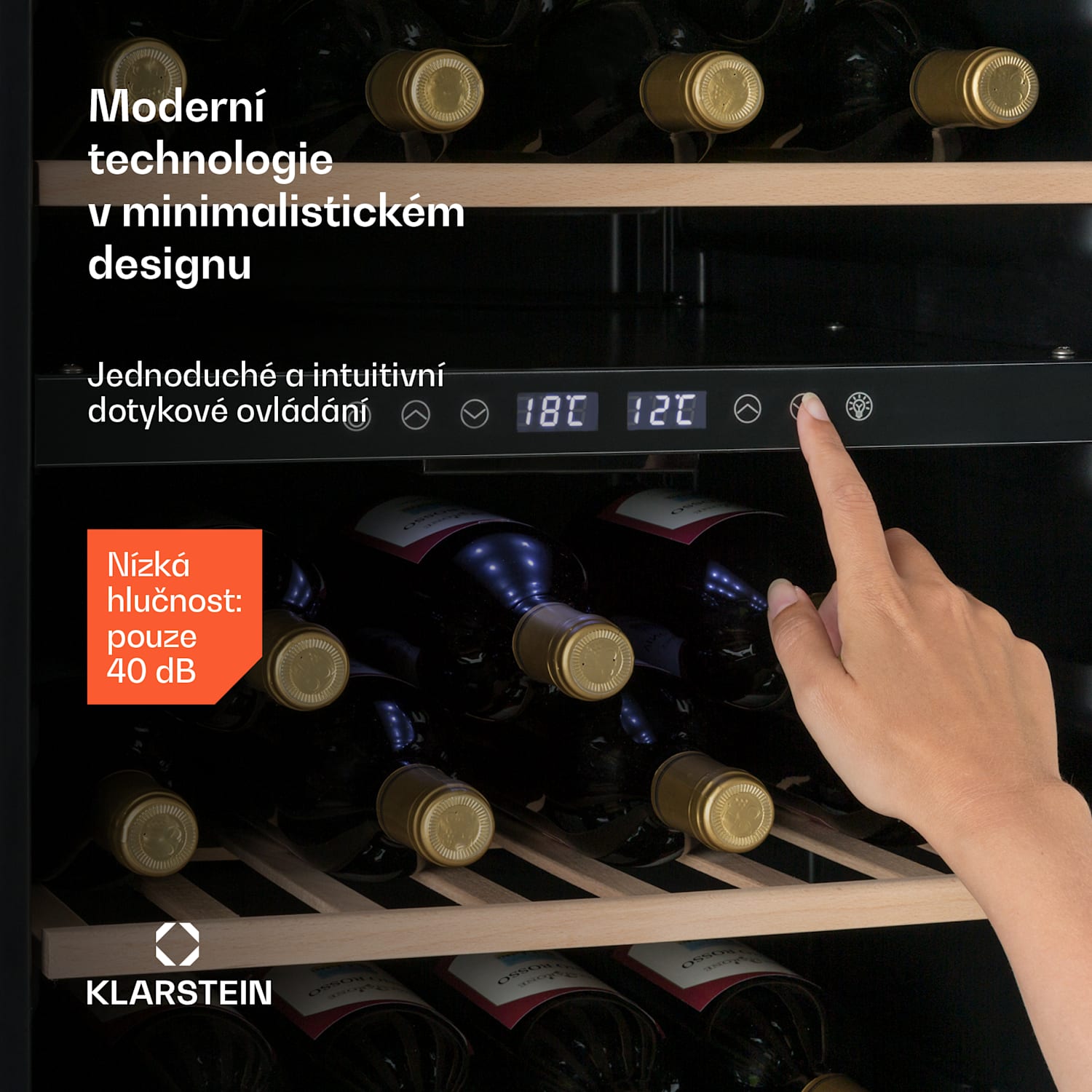 Vinamour 45D, vinotéka, 118 l/45 lahví, 2 zóny, 5-18 °C, nerezová ocel 45 lahví | 2 chladicí zóny | Nerezová ocel