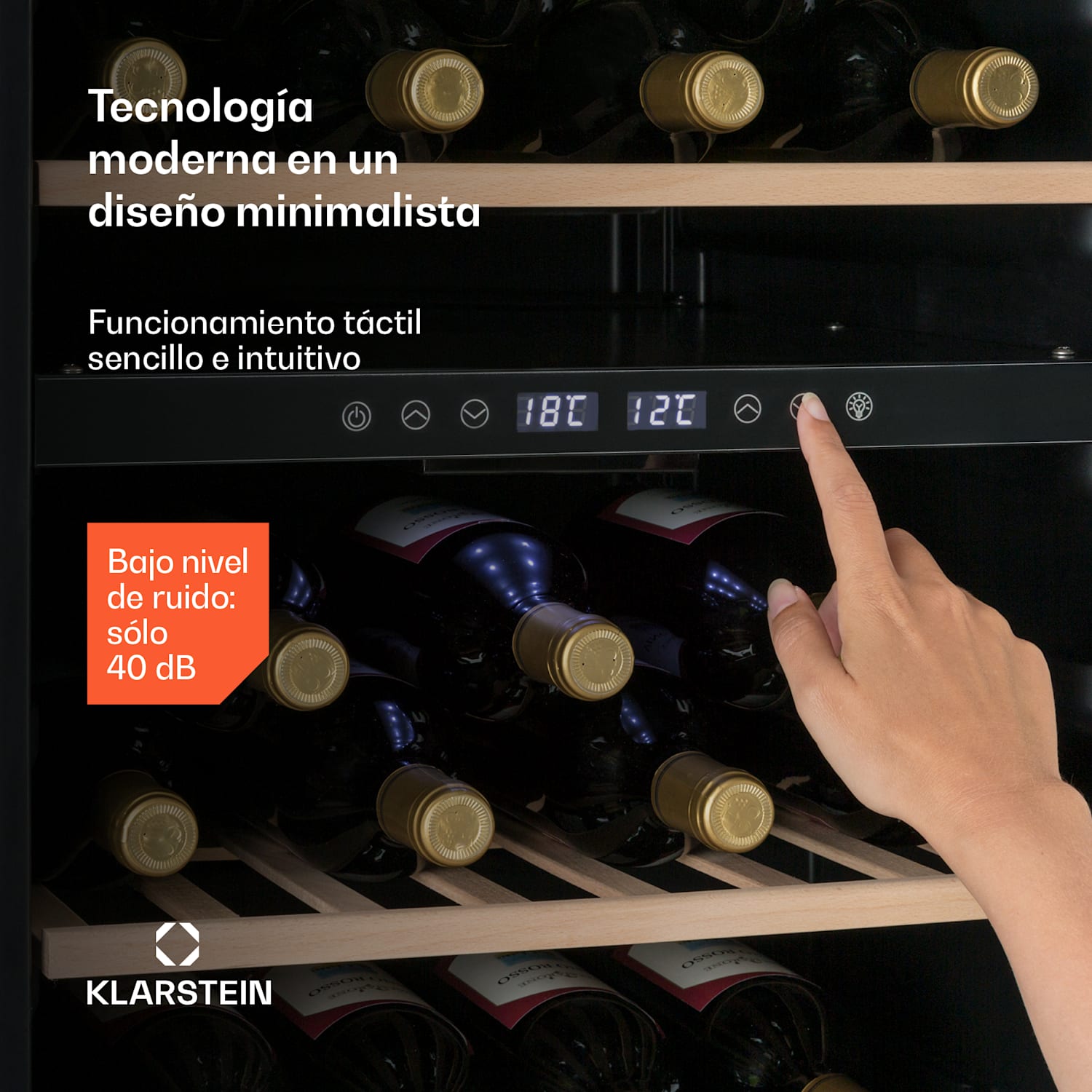 Vinamour 45D Vinoteca de 2 zonas 118 L/45 Botellas 5-18 °C Acero inoxidable 45 botellas | 2 zonas de refrigeración | Acero Inoxidable