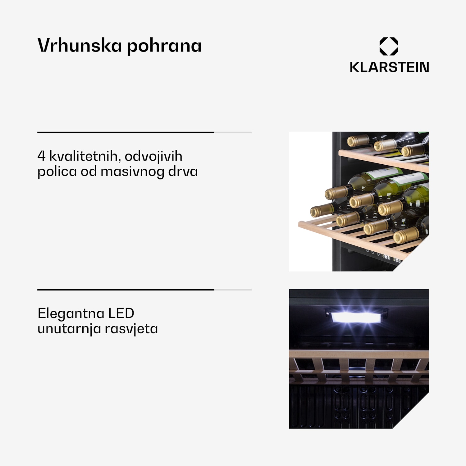 Vinamour 45D, vinoteka, 2 zone, 118 litara / 45 boca, 5 - 18 ° C, nehrđajući čelik 45 boca | 2 | Nehrđajući čelik