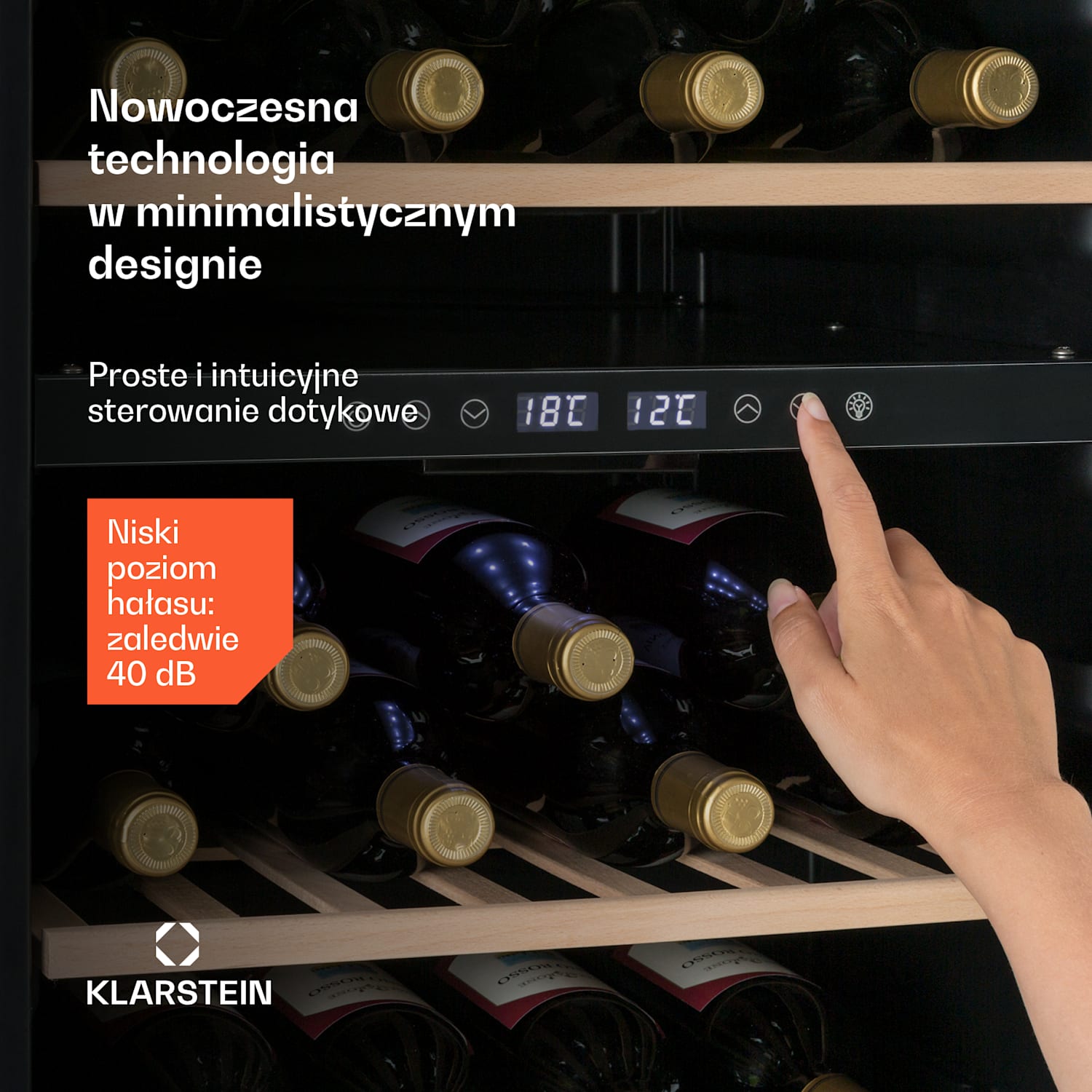 Vinamour 45D, chłodziarka do wina, 2 strefy, 118 l, 45 butelek, 5-18°C, stal szlachetna 45 butelek | 2 strefy chłodzenia | Stal nierdzewna