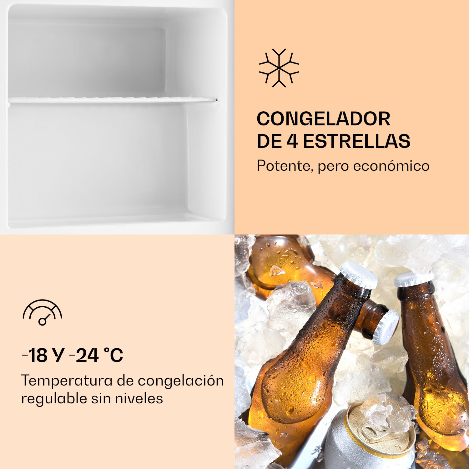 Congelador Garfield, congelador en forma de cubo, 4 estrellas, 35 L, 65 W, 2 niveles, acero inoxidable 