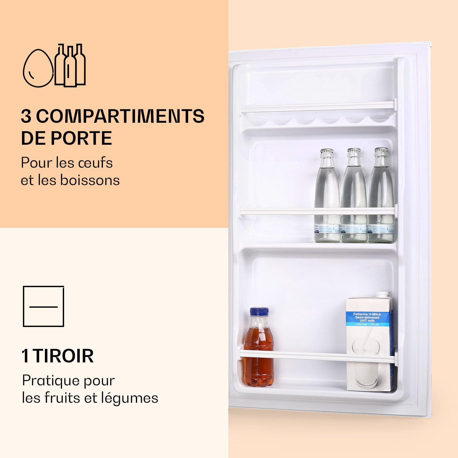 90L1-WH Réfrigérateur 91 litres 47 x 84 x 48 cm (LxHxP) 41 dB blanc 