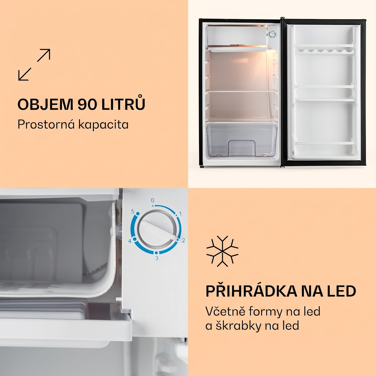 Alleinversorger, lednice, 91 l, třída F, 2 patra mrazícího prostoru, černá 