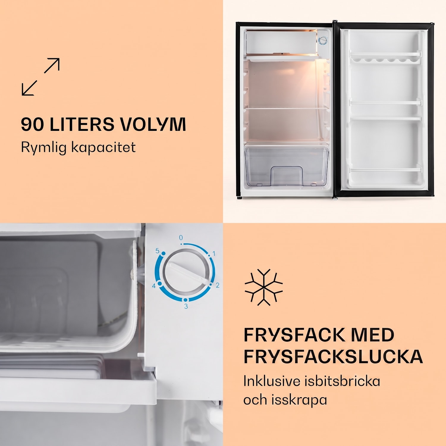 Alleinversorger Kylskåp 91 liter 2 plan termostat med 5 nivåer isfack 