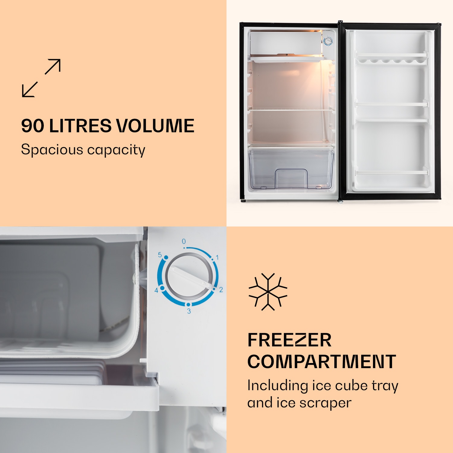 Alleinversorger, chladnička, 91 l, energet. trieda F, 2 poschodia mraziaceho priečinku, čierna 