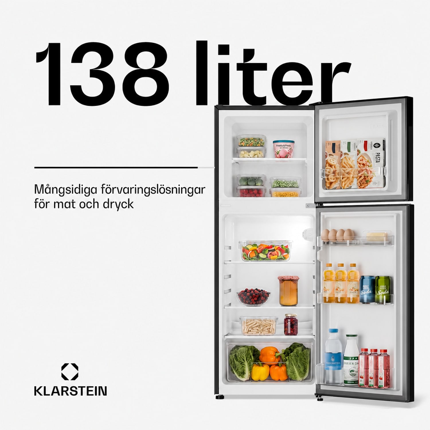 Audrey kyl/frys 98 l/40 l retrolook 2 hyllor 97 + 39 l | Svart