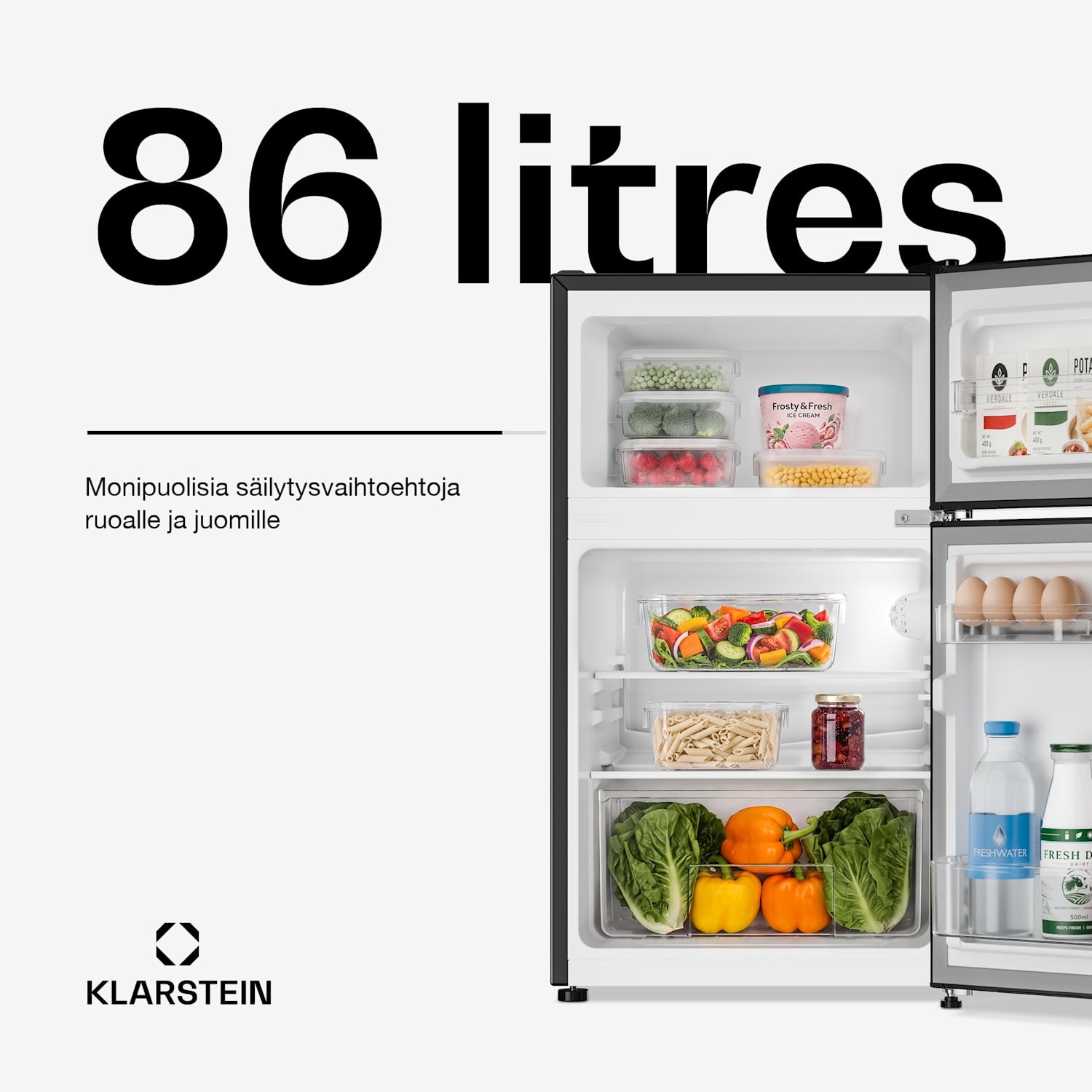 Irene jääkaappipakastin 86 l retromuotoilu Musta