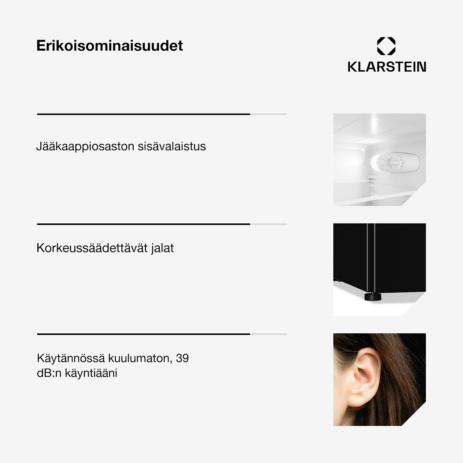 Irene jääkaappipakastin 86 l retromuotoilu Musta