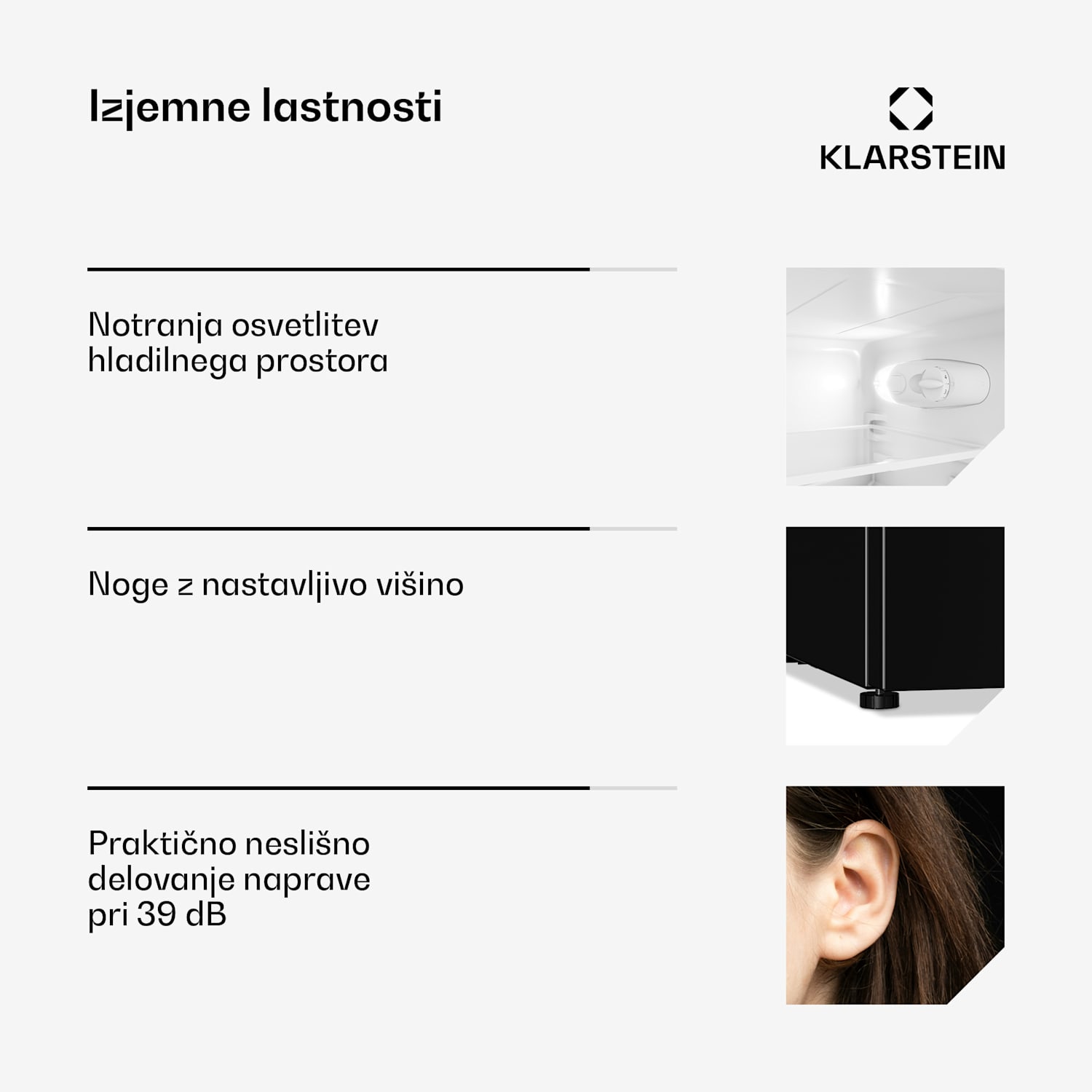 Irene, retro hladilnik z zamrzovalnikom, hladilnik 61 l, zamrzovalnik 25 l, črna Črna
