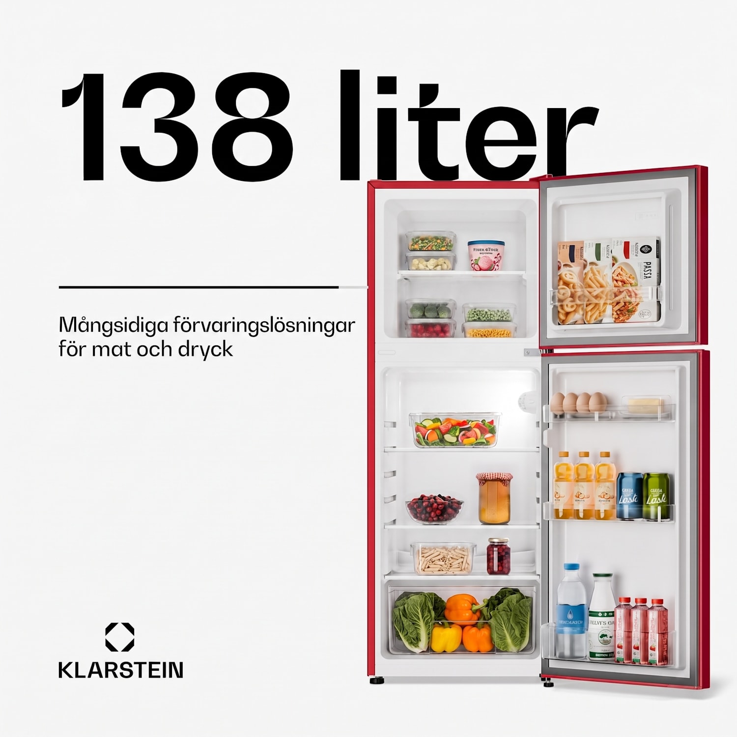 Audrey kyl/frys 98 l/40 l retrolook 2 hyllor 97 + 39 L | Röd