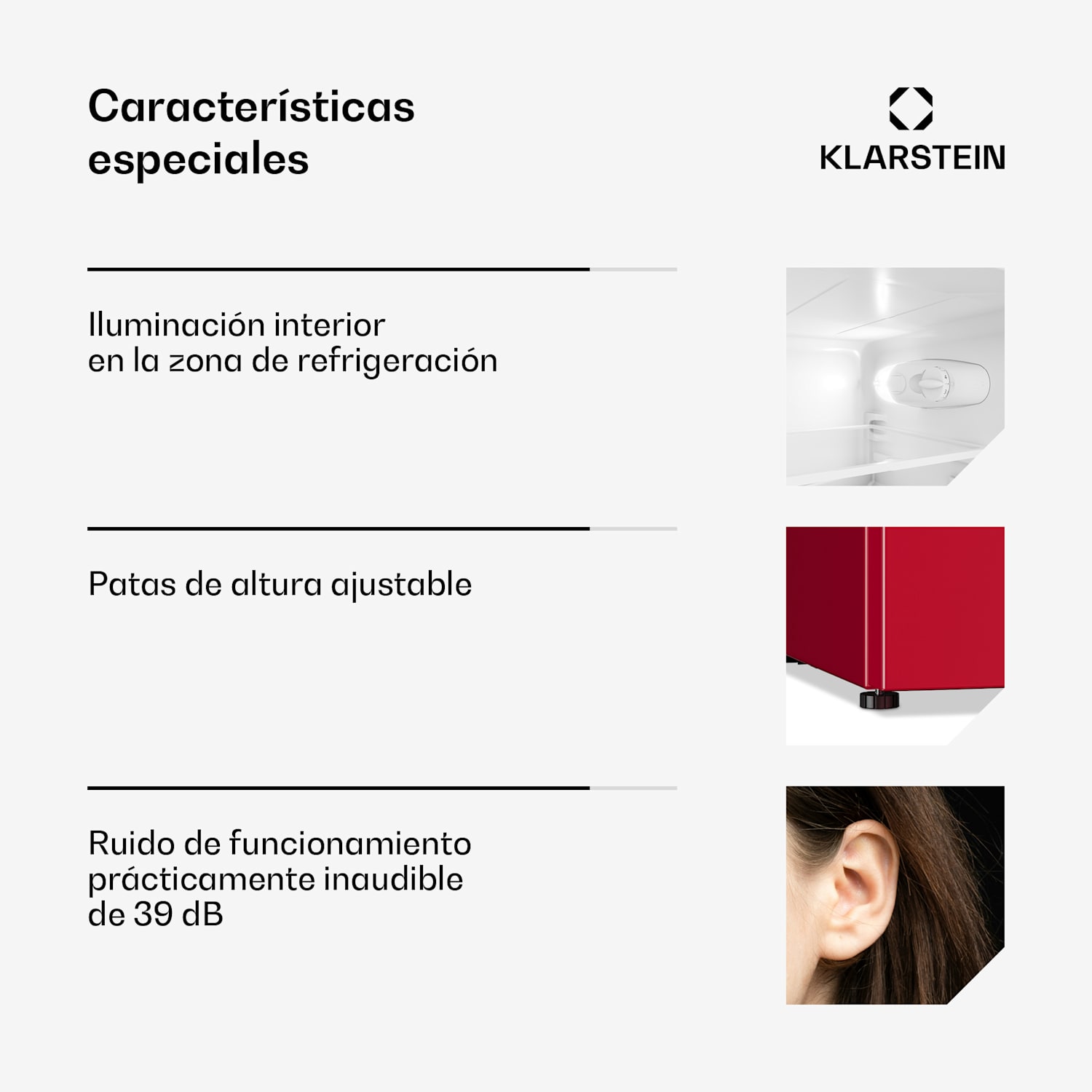 Irene Combi frigorífico y congelador 85 litros diseño retro Rojo