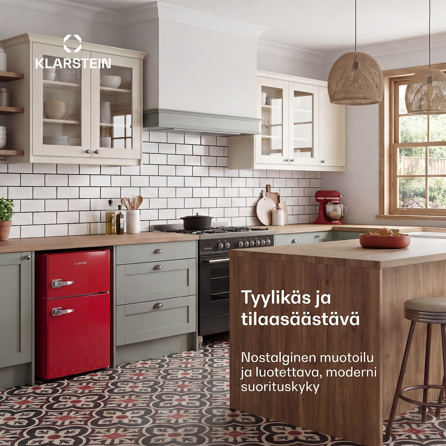 Irene jääkaappipakastin 85 l retromuotoilu Punainen