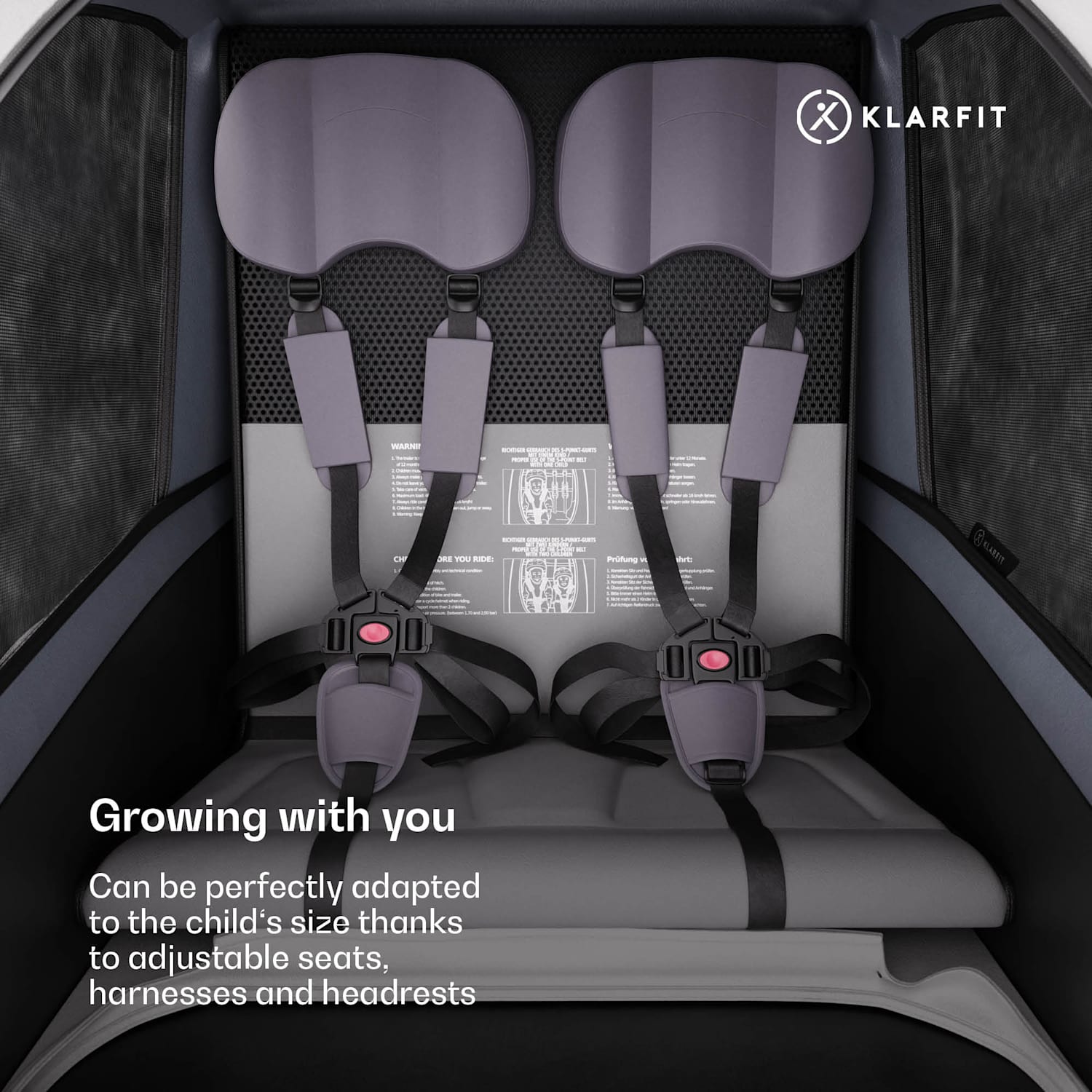 GoKiddo, kerékpár utánfutó, összecsukható, integrált fék, növekvő, 2 gyermek számára 