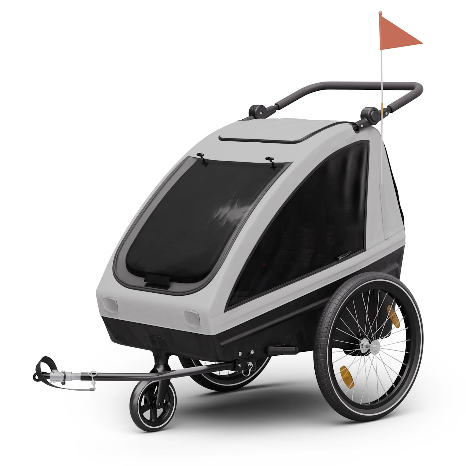 GoKiddo, kerékpár utánfutó, összecsukható, integrált fék, növekvő, 2 gyermek számára 