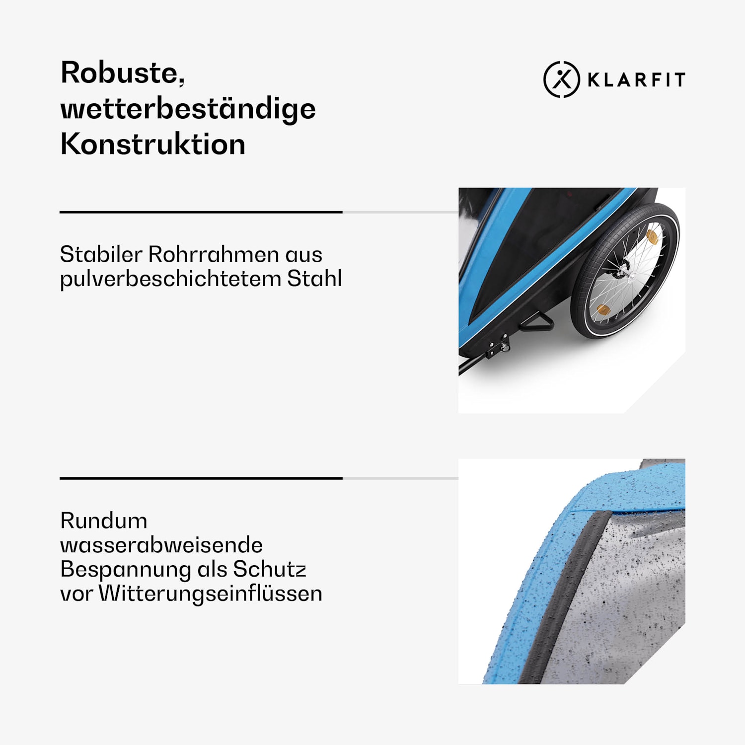 GoKiddo Fahrradanhänger Anhänger/Buggy klappbar integrierte Bremsen mitwachsend für 2 Kinder 