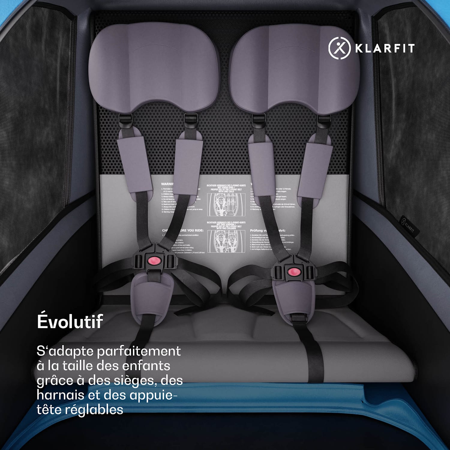 Remorque vélo GoKiddo remorque/buggy pliante freins intégrés évolutif pour 2 enfants 