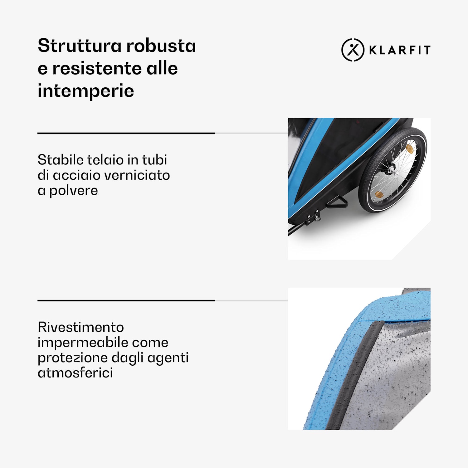 GoKiddo - Rimorchio per bicicletta/buggy pieghevole con freni integrati, regolabile, per 2 bambini 