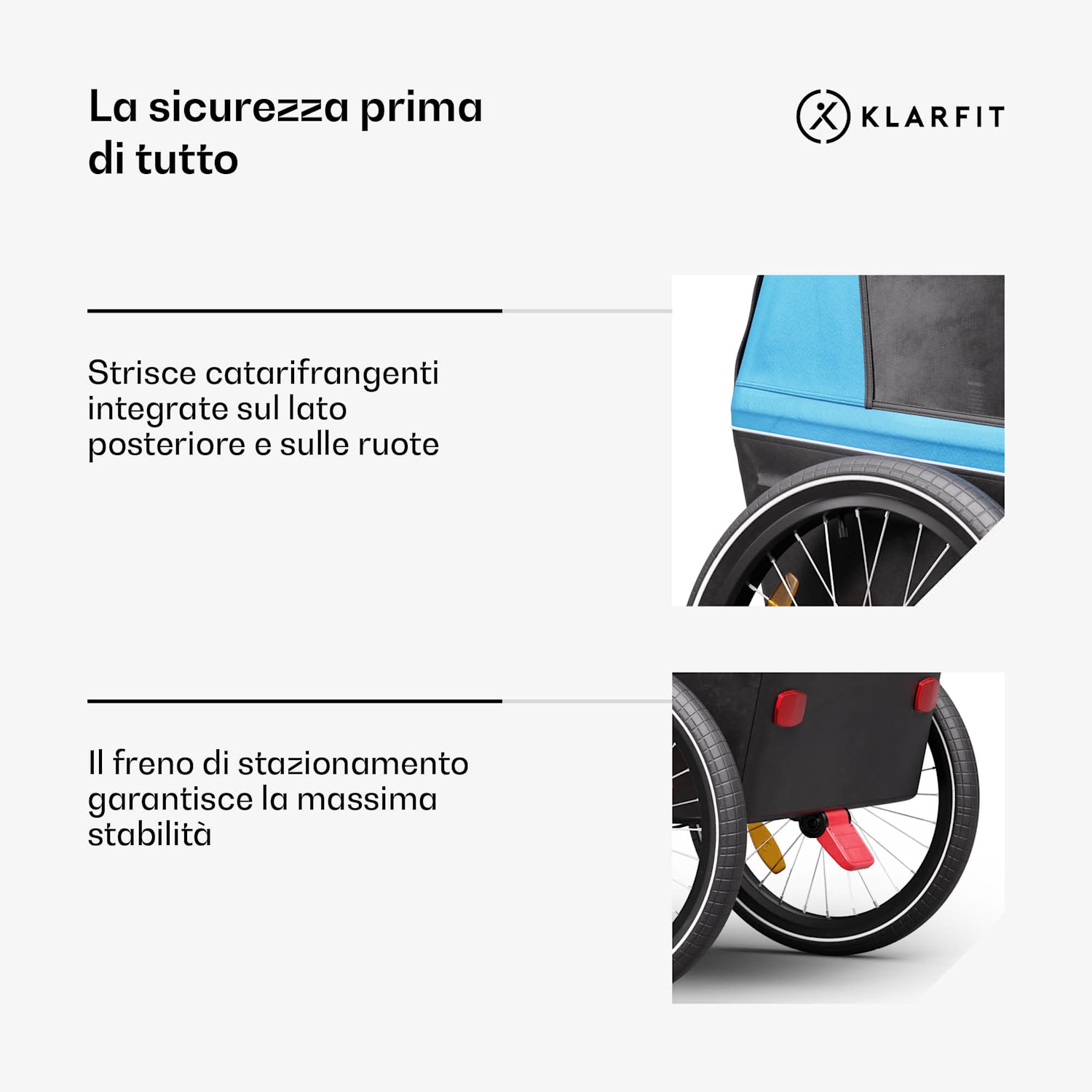 GoKiddo - Rimorchio per bicicletta/buggy pieghevole con freni integrati, regolabile, per 2 bambini 