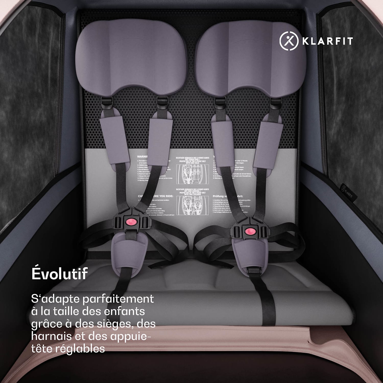 Remorque vélo GoKiddo remorque/buggy pliante freins intégrés évolutif pour 2 enfants 