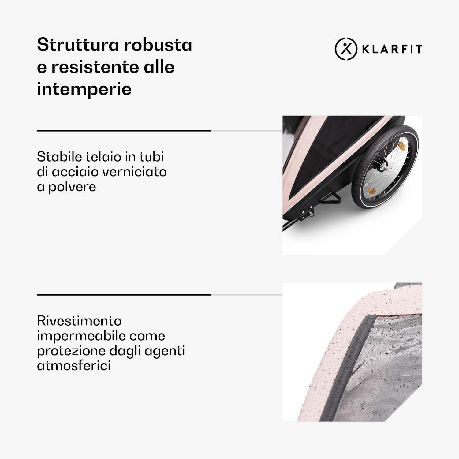 GoKiddo - Rimorchio per bicicletta/buggy pieghevole con freni integrati, regolabile, per 2 bambini 