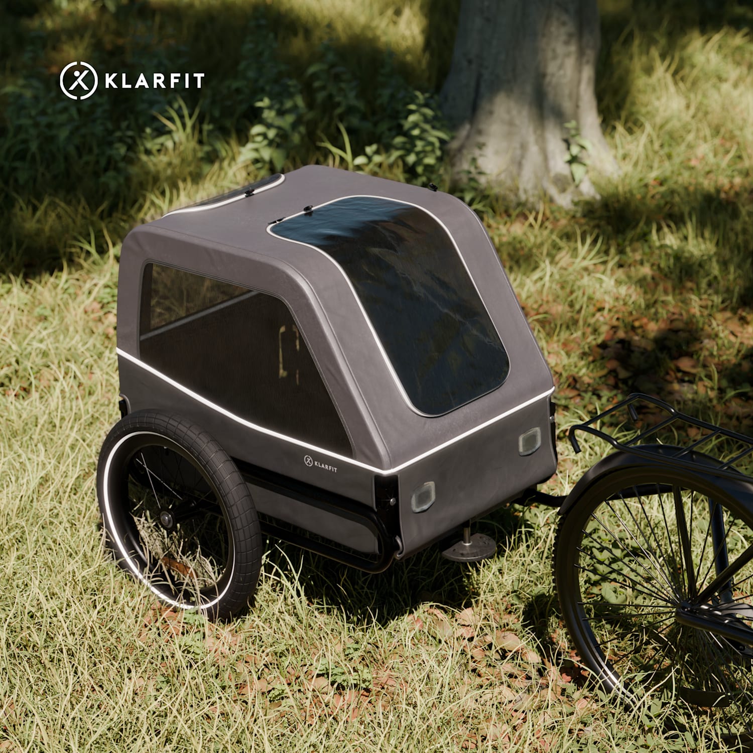 Goldie S - Rimorchio da bici per cani, 130 L, cani di piccola/media taglia, rete in poliestere, copertura con finestra 