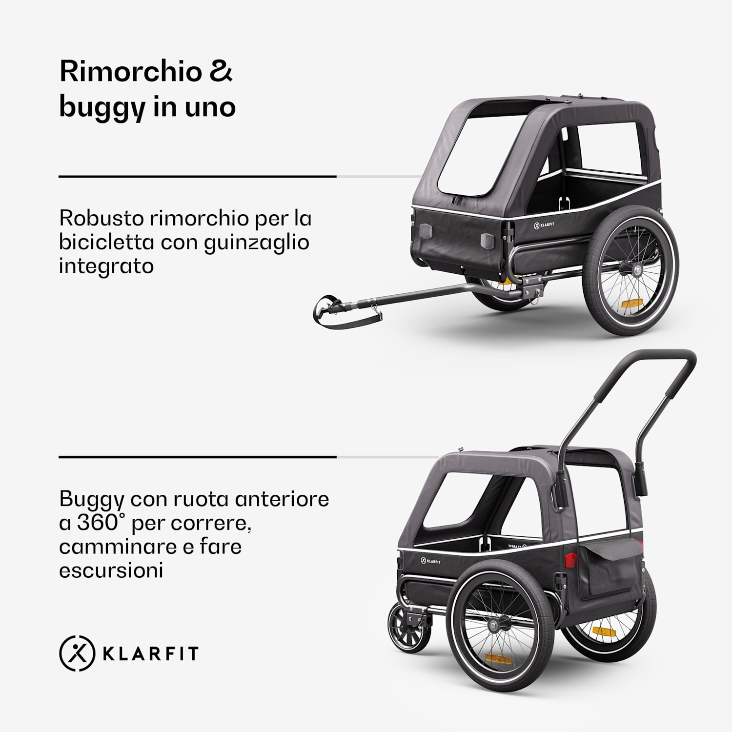 Goldie S Hybrid - Rimorchio da bici per cani di piccola/media taglia, rete in poliestere, copertura con finestra 