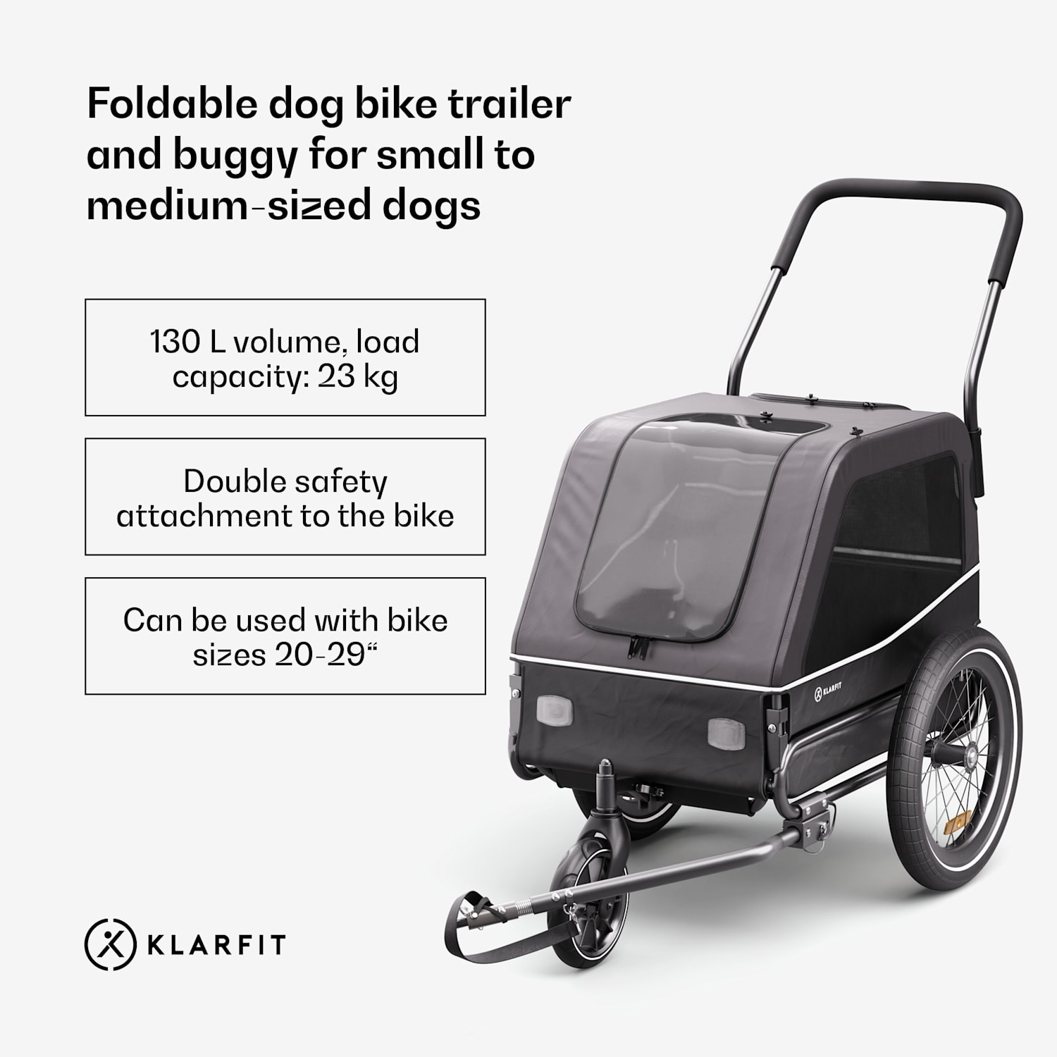 Goldie S Hybrid, príves na bicykel pre psov, pre malé/stredne veľké psy, polyesterová sieťovina