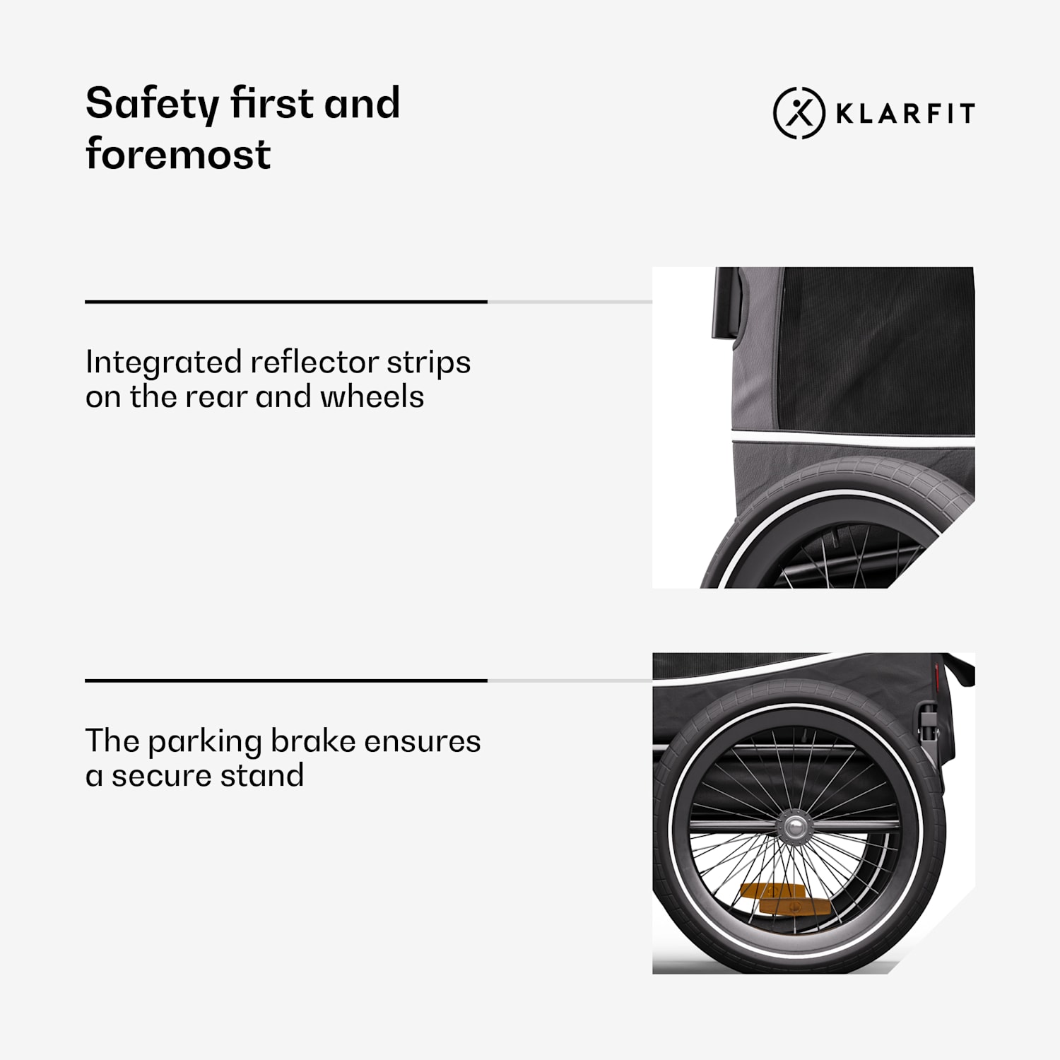 Goldie S Hybrid, kerékpár utánfutó kutyáknak, kis/közepes méretű kutyáknak, poliészter háló Hybrid Trailer & Buggy 130L | Sötét szürke