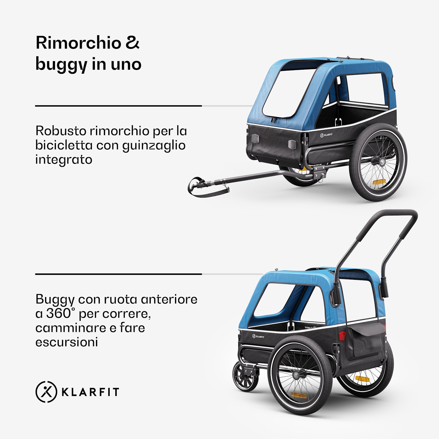 Goldie S Hybrid - Rimorchio da bici per cani di piccola/media taglia, rete in poliestere, copertura con finestra 