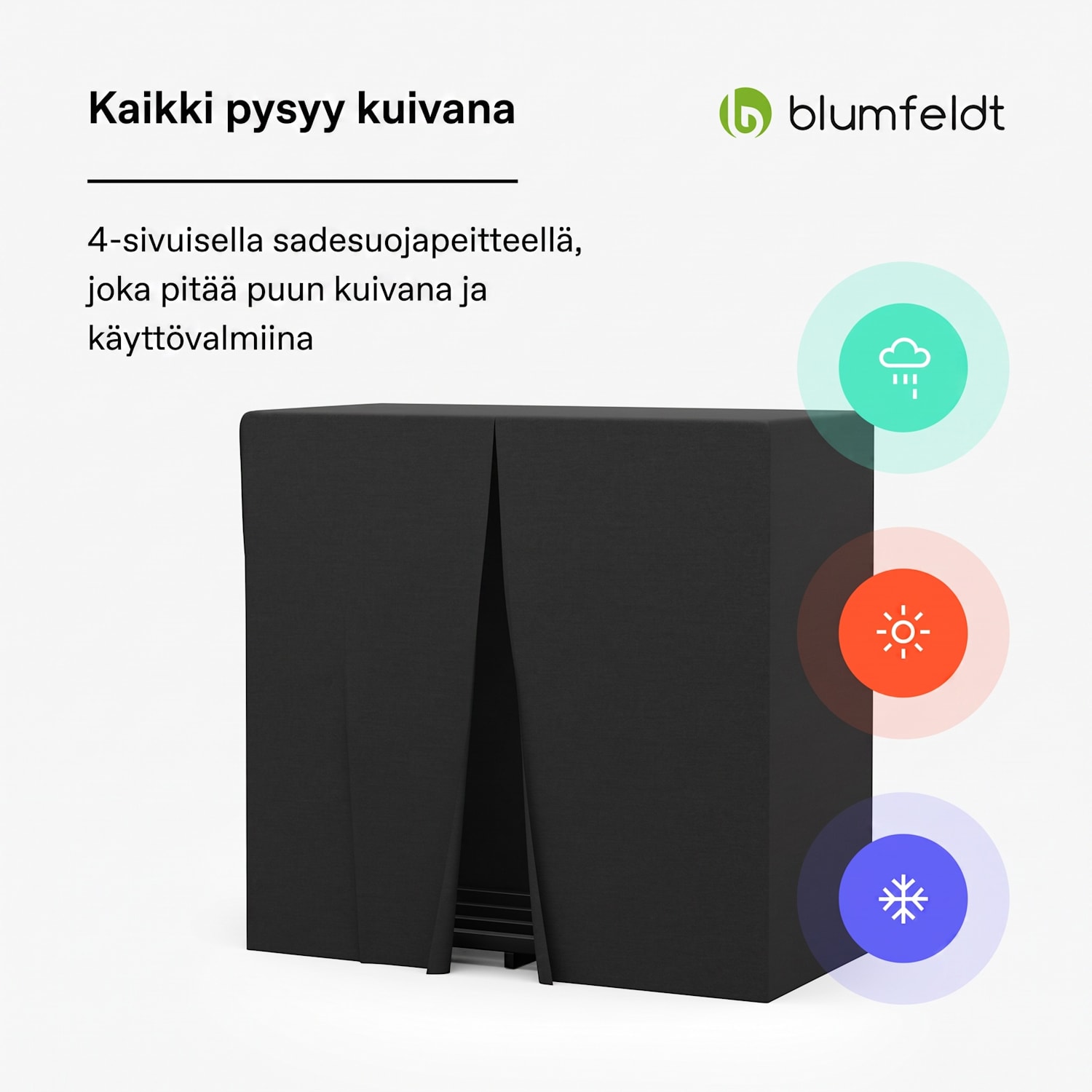Valdivian puuvarasto | 1,5 kuutiometriä | vakaa | teräs | sadesuoja | kantokassi 