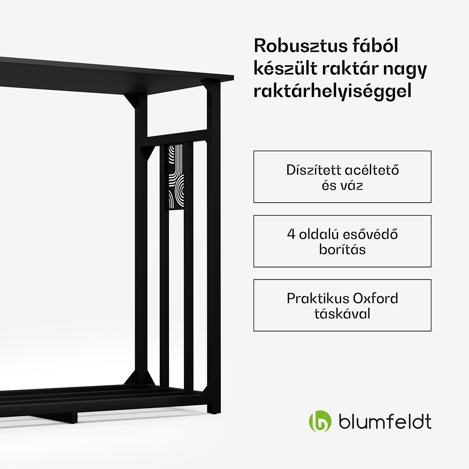 Valdivian fatároló, 1,5 rakodóméter, stabil, acél, esővédő fedél, hordtáska 