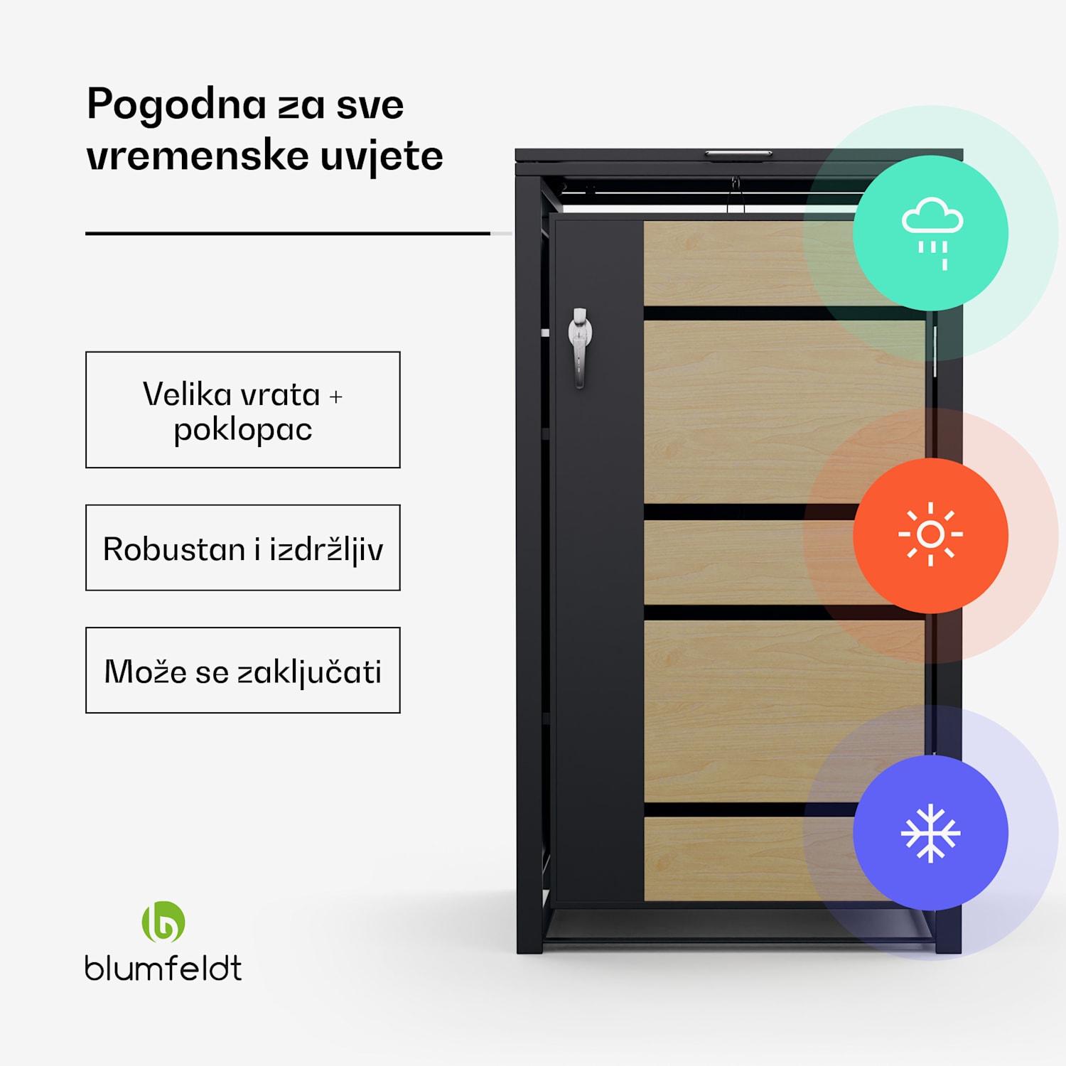 BinSafe Kutija za otpatke 1 kanta 240L, pocinčani čelik otporan na vremenske uvjete koji se može zaključati 