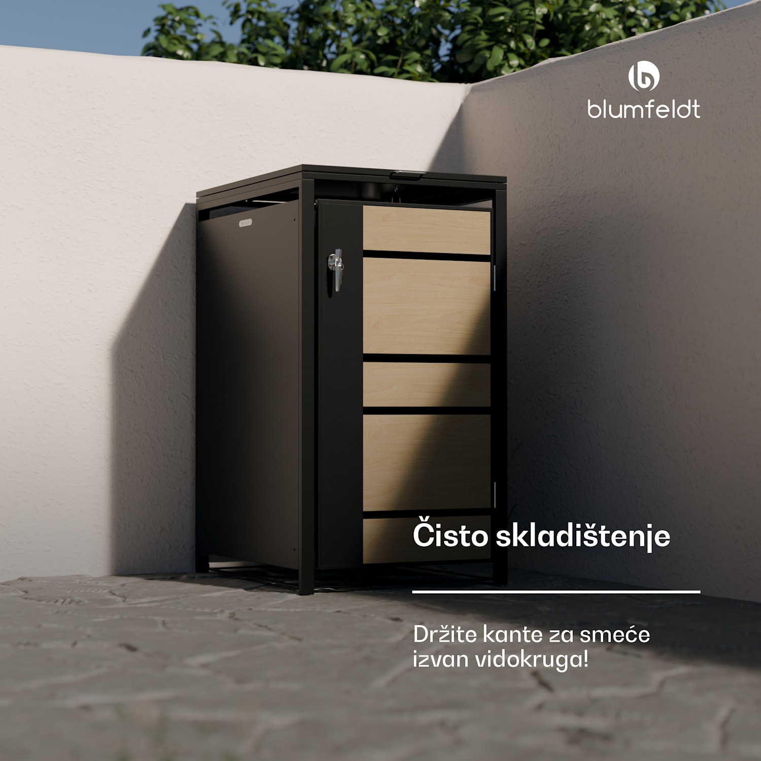 BinSafe Kutija za otpatke 1 kanta 240L, pocinčani čelik otporan na vremenske uvjete koji se može zaključati 