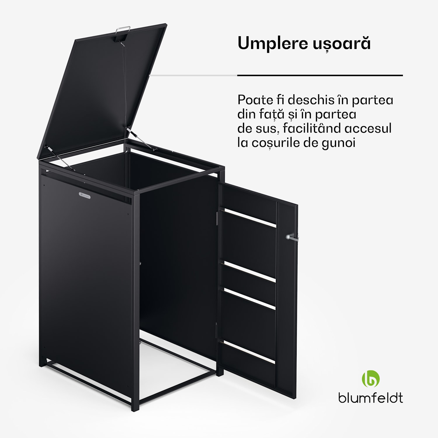 BinSafe, coș de gunoi, 1 coș de gunoi, 240 l, cu încuietoare, din oțel galvanizat rezistent la intemperii 