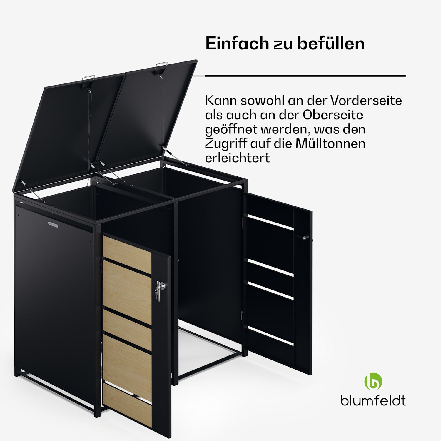 BinSafe Mülltonnenbox 2 Tonnen 240 L wetterfest abschließbar galvanisierter Stahl