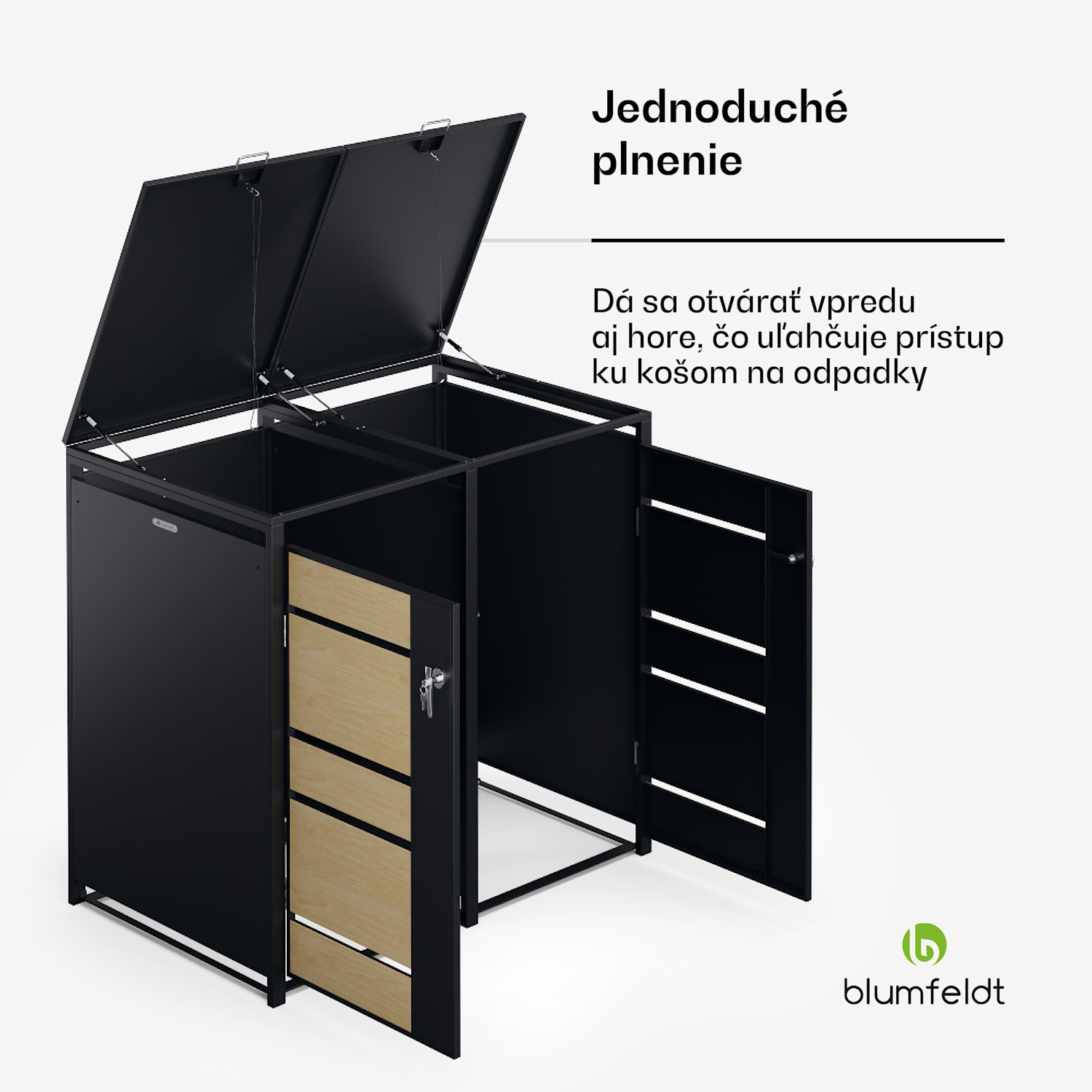 BinSafe, box na odpadky, 2 odpadkové koše, 240 l, uzamykateľný, pozinkovaná oceľ odolná voči poveternostným vplyvom 