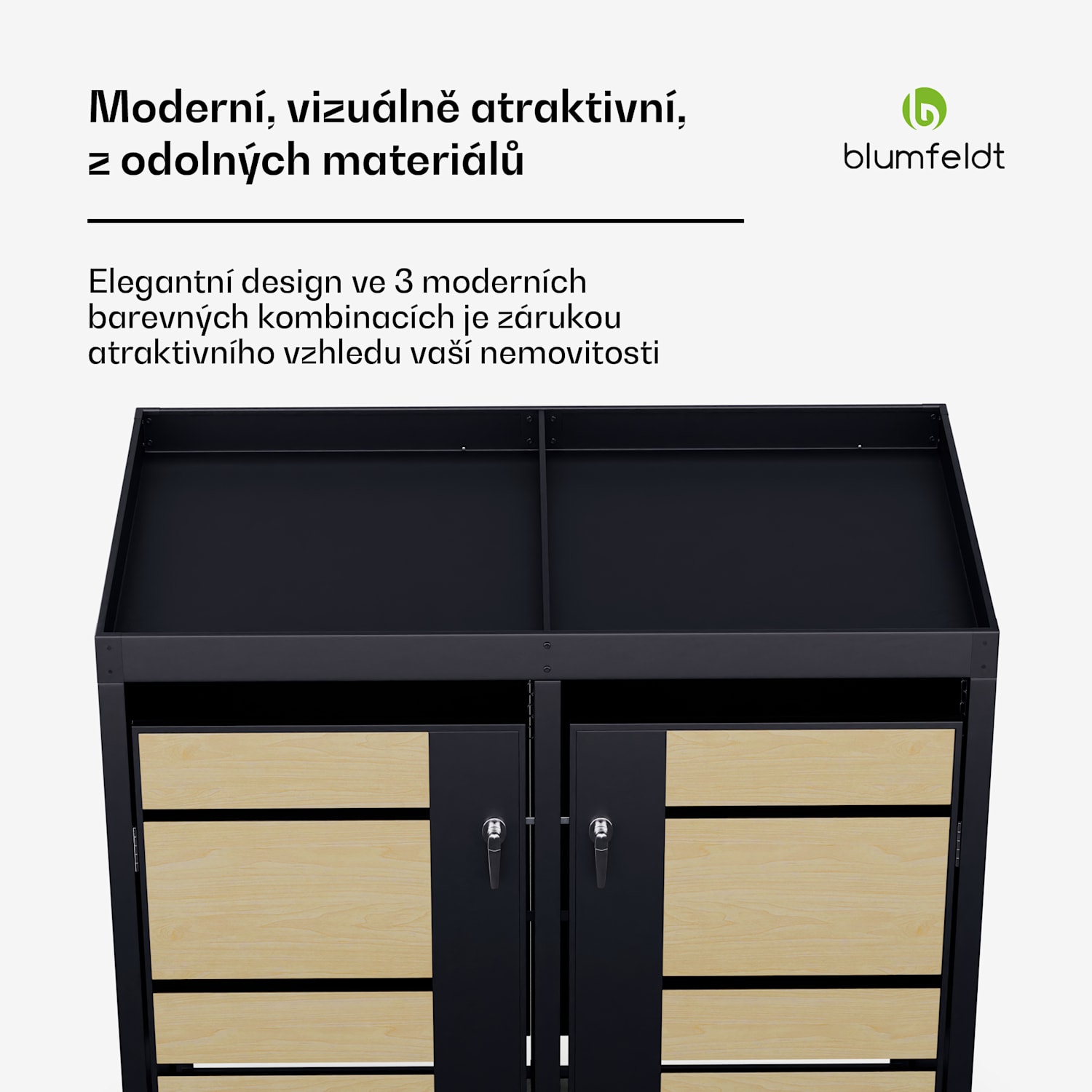 BinSafe, box na odpadky, 2 odpadkové koše, 240 l, uzamykatelný, pozinkovaná ocel odolná vůči povětrnostním vlivům, střecha pro výsadbu