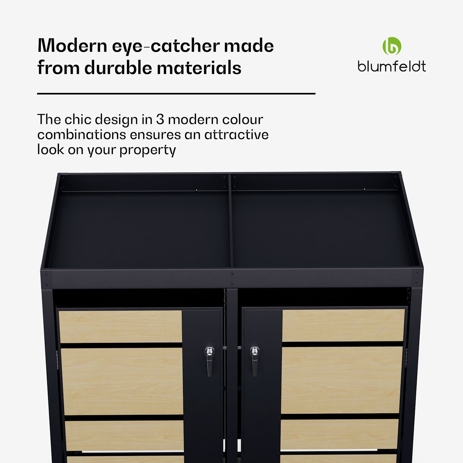 BinSafe containerbox 2 afvalbakken 240 L weerbestendig afsluitbaar beplantbaar gegalvaniseerd staal 