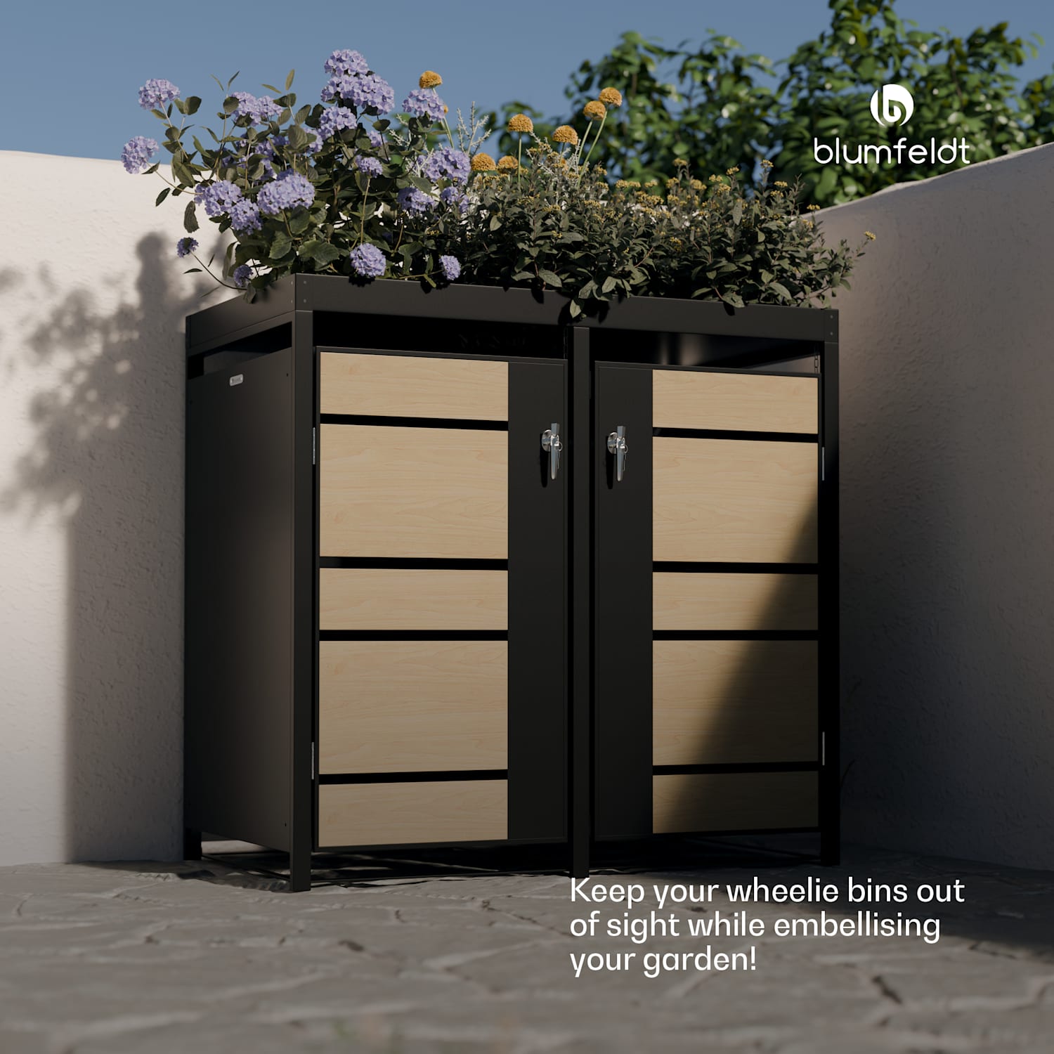 BinSafe containerbox 2 afvalbakken 240 L weerbestendig afsluitbaar beplantbaar gegalvaniseerd staal