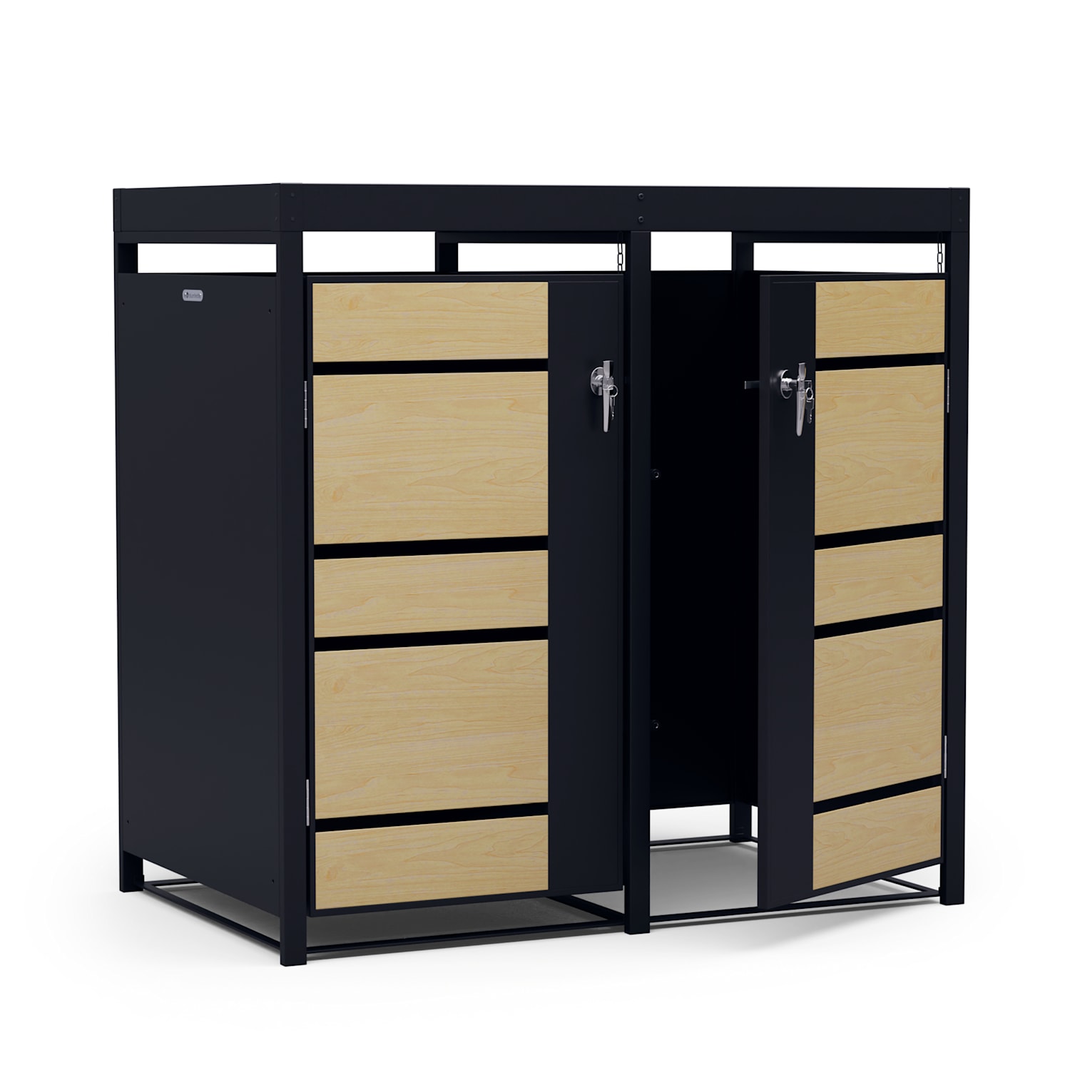 BinSafe containerbox 2 afvalbakken 240 L weerbestendig afsluitbaar beplantbaar gegalvaniseerd staal 