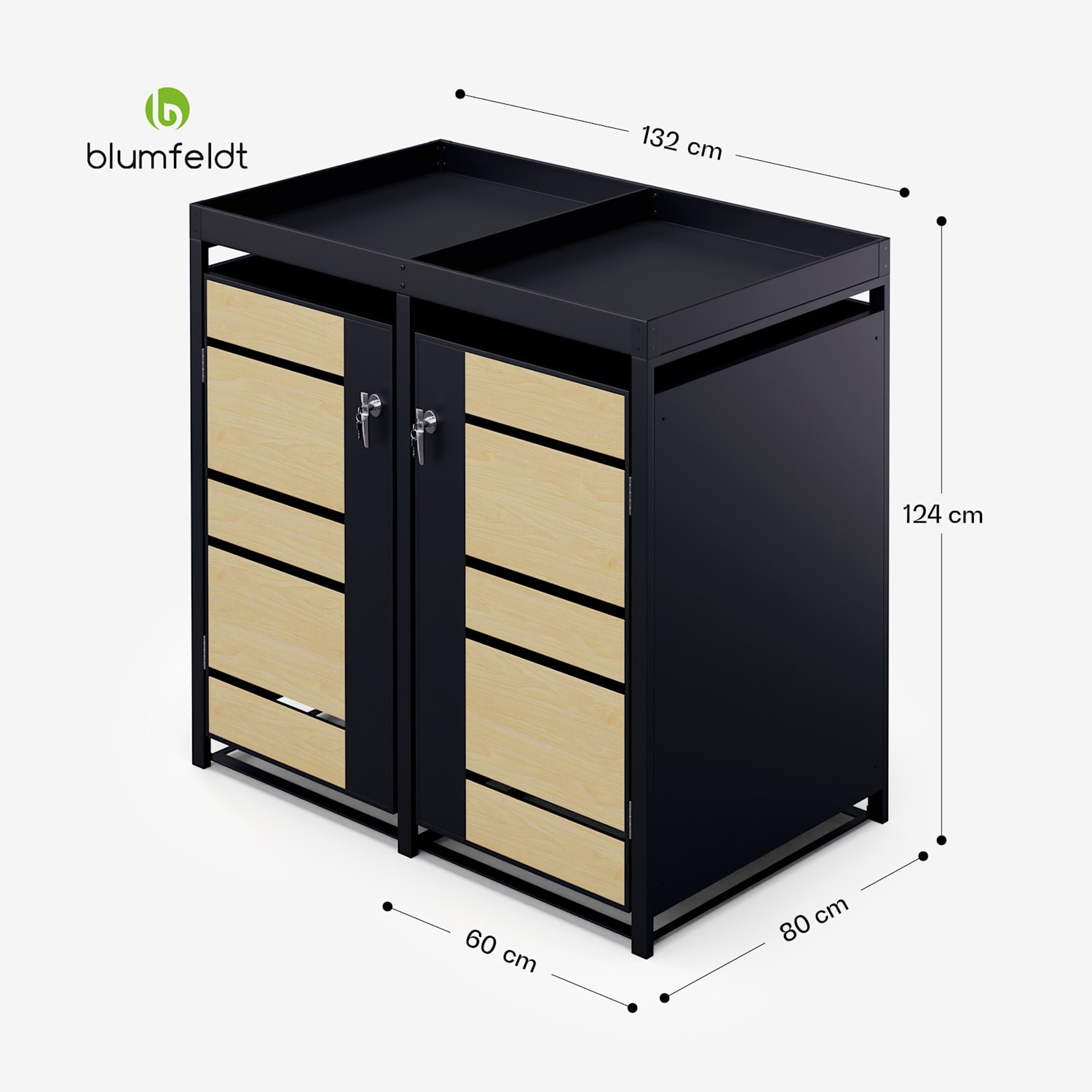 BinSafe containerbox 2 afvalbakken 240 L weerbestendig afsluitbaar beplantbaar gegalvaniseerd staal 
