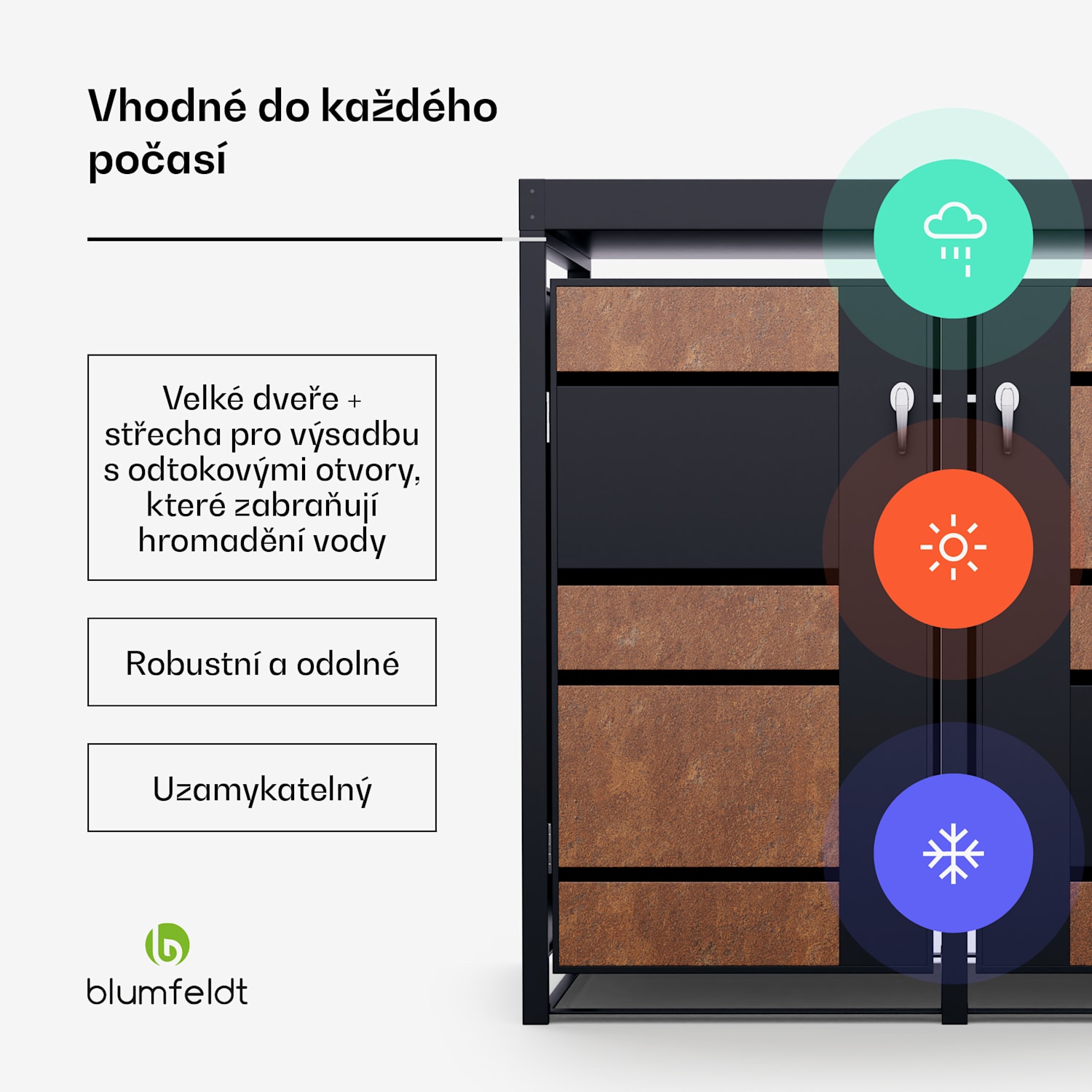 BinSafe, box na odpadky, 2 odpadkové koše, 240 l, uzamykatelný, pozinkovaná ocel odolná vůči povětrnostním vlivům, střecha pro výsadbu 