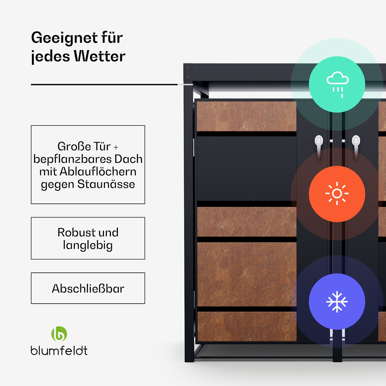 BinSafe Mülltonnenbox 2 Tonnen 240 L wetterfest abschließbar bepflanzbar galvanisierter Stahl