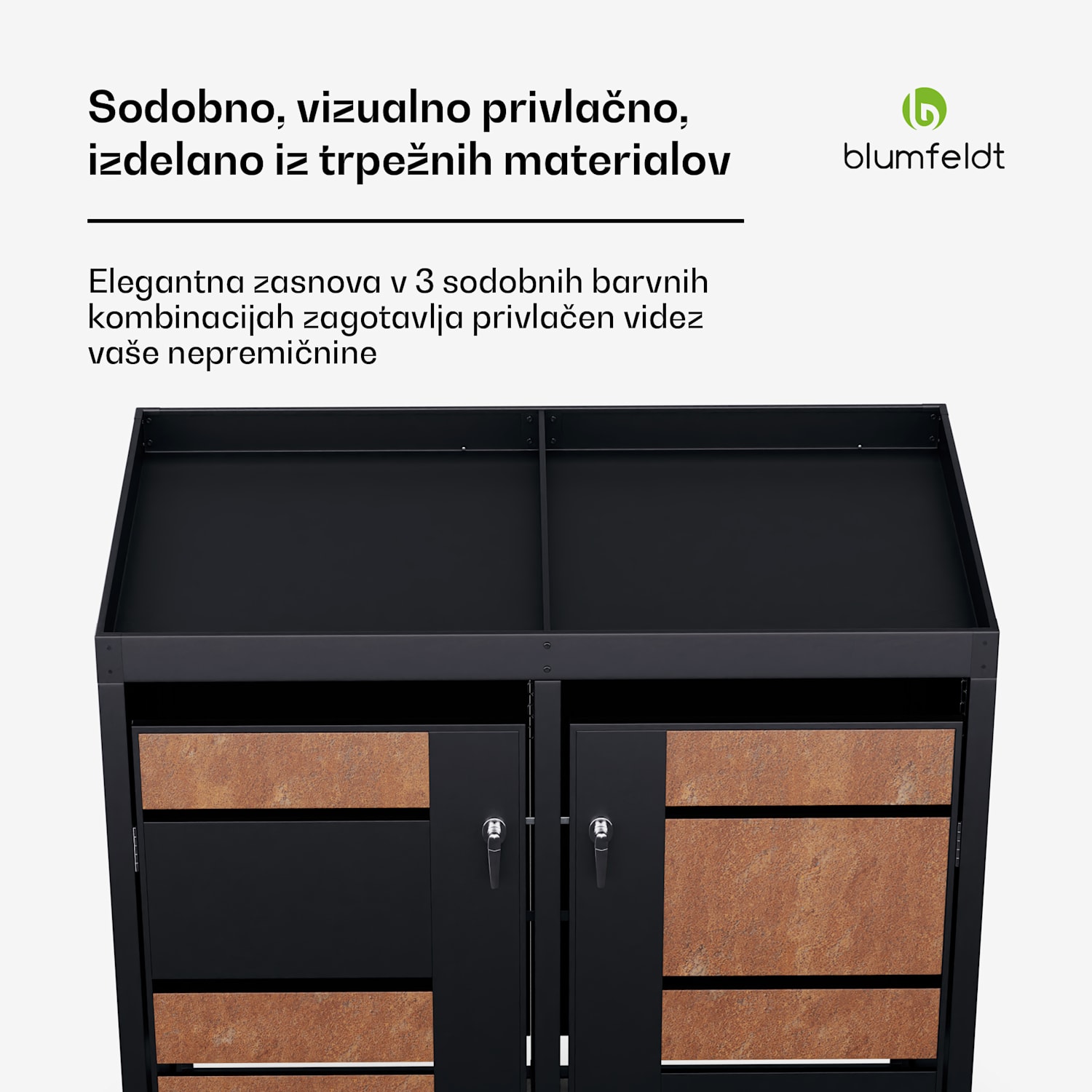 BinSafe kontejner za smeti, 2 koša za odpadke, 240 L, vremensko odporna streha za sajenje iz pocinkanega jekla, ki jo je mogoče zakleniti 