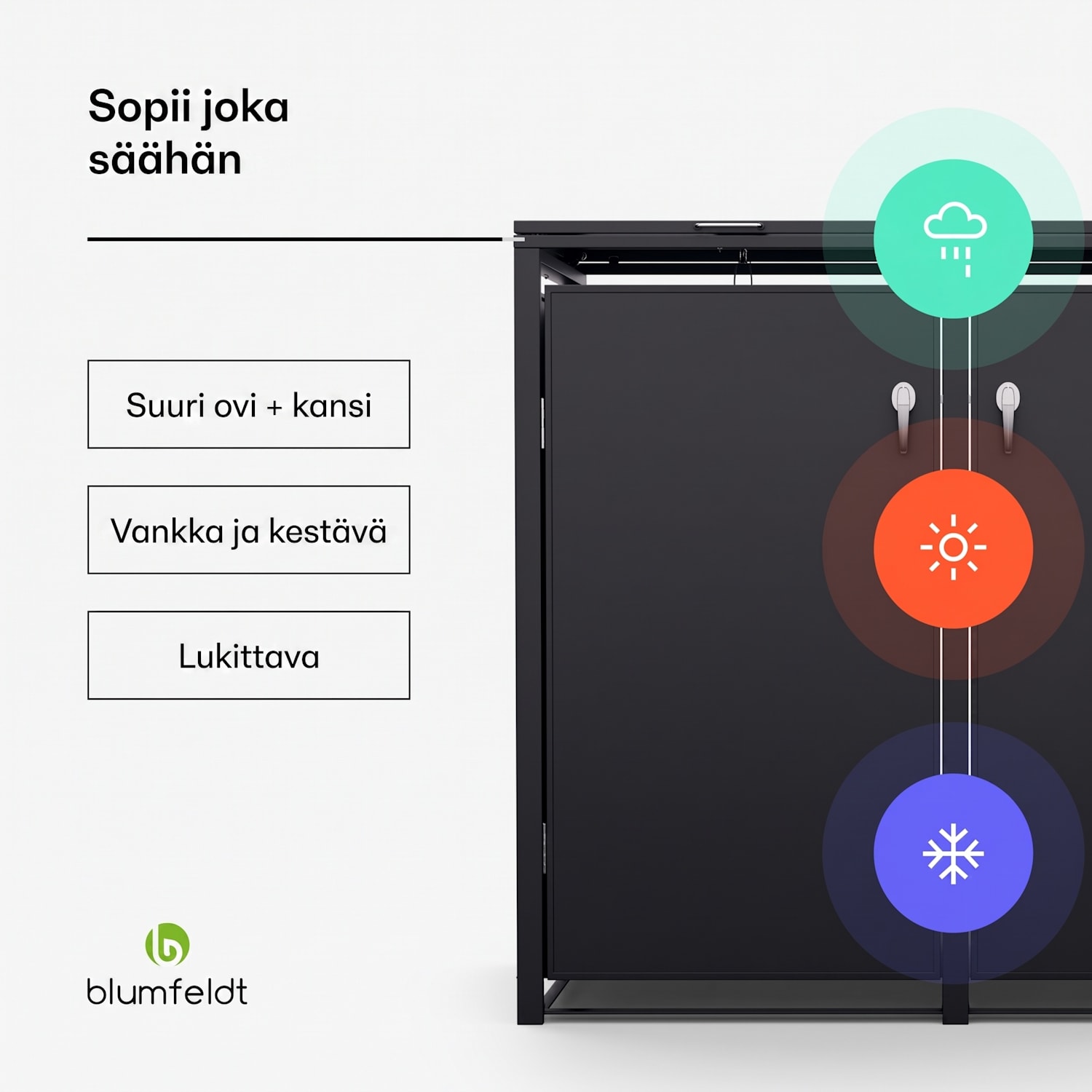 BinSafe jätekatos 1 astialle 240 l säänkestävä lukittava sinkitty teräs 